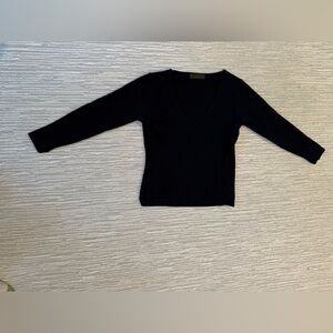 CO Navy Blue Cashmere V-Neck Sweater size Small